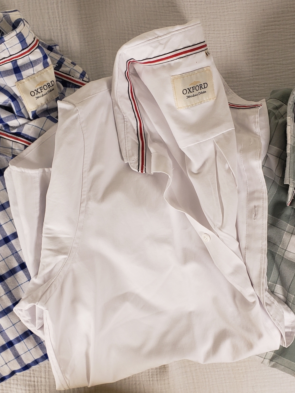 Oxford Button Up Shirt Bundle Men’s (3) White Plaid Casual Workwear Lot